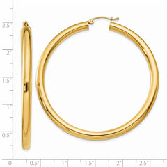 14K Polished 4mm Lightweight Tube Hoop Earrings