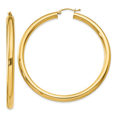 14K Polished 4mm Tube Hoop Earrings