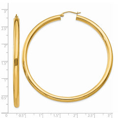 14K Polished 4mm Lightweight Tube Hoop Earrings