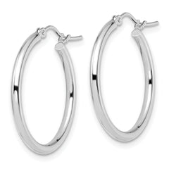 10K White Gold Polished Hinged Hoop Earrings