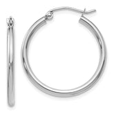 10K White Gold Polished Hinged Hoop Earrings