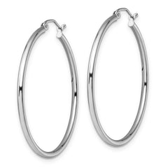 10K White Gold Polished Hinged Hoop Earrings