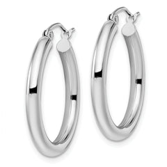 10K White Gold Polished Hinged Hoop Earrings