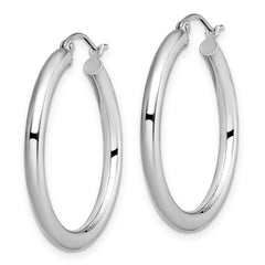 10K White Gold Polished Hinged Hoop Earrings
