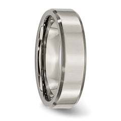 Titanium Unisex Wedding Band with Polished & Brushed Beveled Edge