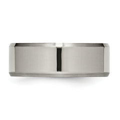 Titanium Wedding Band with Brushed Polished Beveled Edge Engravable