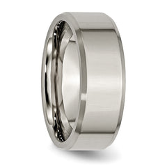 Titanium Wedding Band with Brushed Polished Beveled Edge Engravable