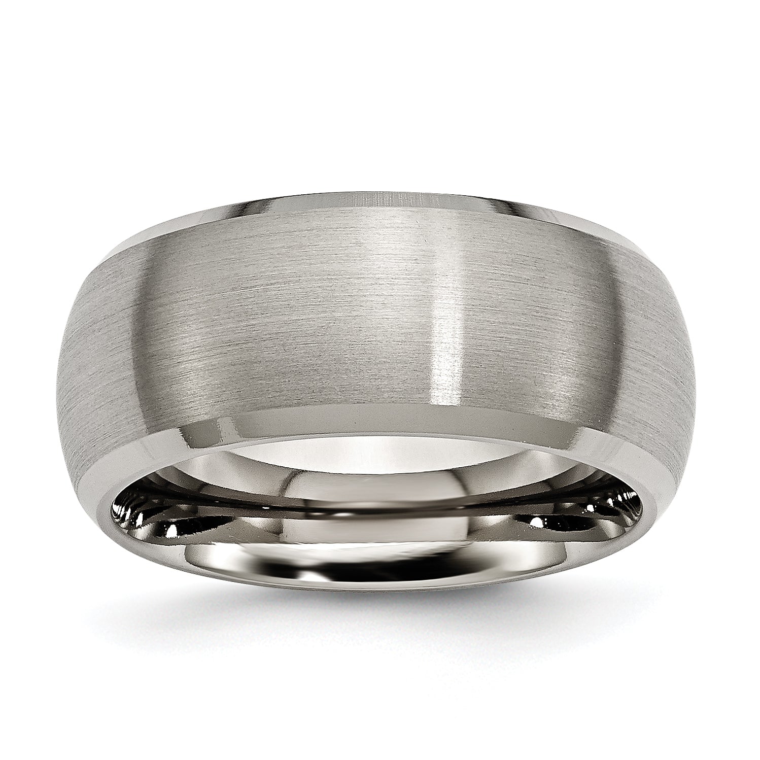 Titanium Satin and Polished 10mm Beveled Edge Band