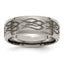 Titanium Brushed and Polished Flames Laser Design 8mm Beveled Edge Band