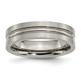 Titanium Brushed and Polished 6mm Grooved Band