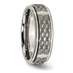 Titanium Unisex Celtic Wedding Band with Polished Laser Design