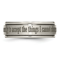 Titanium Serenity Ridged Wedding Band with Polished Laser Design