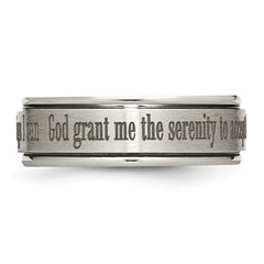 Titanium Serenity Ridged Wedding Band with Polished Laser Design