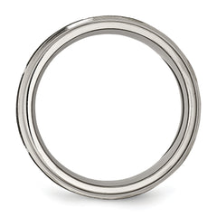 Titanium Ridged Edge Wedding Band with Laser Flame Design