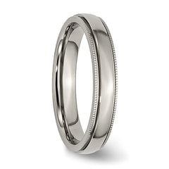 Titanium Polished 4mm Grooved and Beaded Edge Band
