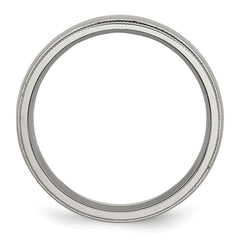 Titanium Unisex Grooved Wedding Band with Polished Beaded Edge