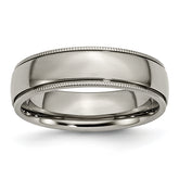 Titanium Polished 6mm Grooved and Beaded Edge Band