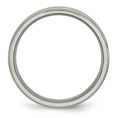 Titanium Ridged Edge Woven Design Unisex Wedding Band 6mm Polished