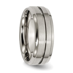 Sophia Jewelers Titanium Grooved Unisex Wedding Band 8mm Engravable