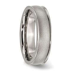 Titanium Ridged Edge Wedding Band Unisex Brushed Finish Engravable