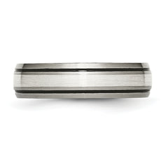 Titanium Two-Tone Grooved Wedding Band with Sterling Inlay