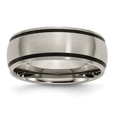 Titanium Brushed with Black Rubber 8mm Band