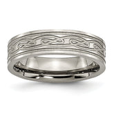 Titanium Polished Laser Etched 6mm Celtic Knot Flat Band