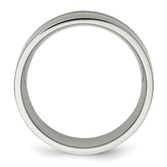 Unisex Titanium-Sterling Silver Wedding Band with Brushed Finish