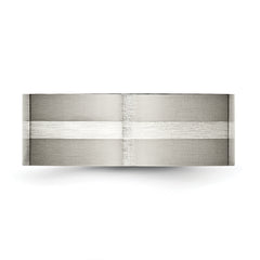Unisex Titanium-Sterling Silver Wedding Band with Brushed Finish