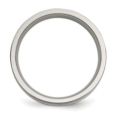 Titanium Wedding Band with Sterling Silver Inlay Polished Unisex Ring