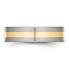 Titanium 14K Gold Inlay Unisex Wedding Band Polished Finish