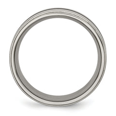 Titanium Unisex Polished Wedding Band with Black Enamel Ridged Edge