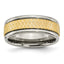 Titanium 8mm Yellow IP-plated Ridged Edge Fancy Brushed Band