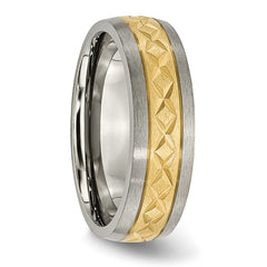 Titanium Unisex Wedding Band with Yellow IP-Plated X Design