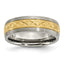 Titanium 7mm Yellow IP-plated X Design Grooved Satin Band