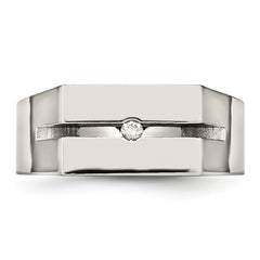 Titanium Wedding Band with White Diamond Polished Finish Unisex