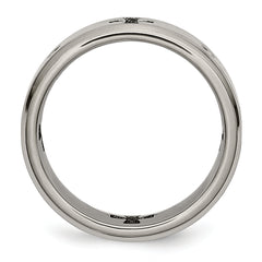 Titanium Wedding Band with Diamond Cross Cutout and Brushed Finish