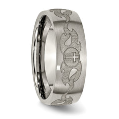 Titanium Wedding Band with Laser Flames Design, Engravable Unisex Elegance