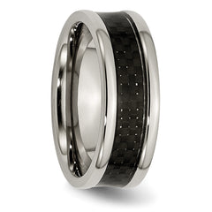 Sophia Jewelers Titanium Unisex Wedding Band with Black Carbon Fiber Inlay