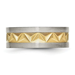 Titanium Men's Wedding Band with Gold-Tone Brushed Finish, Engravable