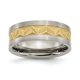 Titanium Brushed and Yellow IP-plated Mens 8mm Band