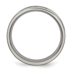 Titanium Unisex Wedding Band with Black Rubber Ridged Edge