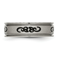 Titanium Unisex Wedding Band with Black Rubber Ridged Edge