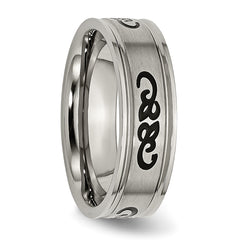Titanium Unisex Wedding Band with Black Rubber Ridged Edge