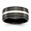 Titanium Black Ti with Sterling Silver Inlay Polished 10mm Band