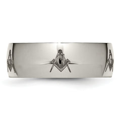 Titanium Unisex Masonic Wedding Band with Polished Laser Design