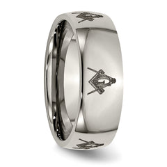 Titanium Unisex Masonic Wedding Band with Polished Laser Design