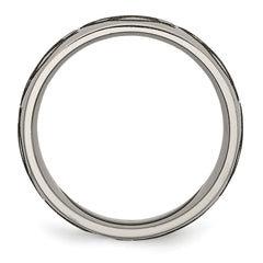 Titanium Unisex Wedding Band with Polished Flame Design Engravable