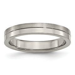 Titanium Brushed and Polished 4mm Grooved Band