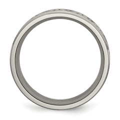 Titanium Unisex Wedding Band with Scroll Design and Engravable Finish